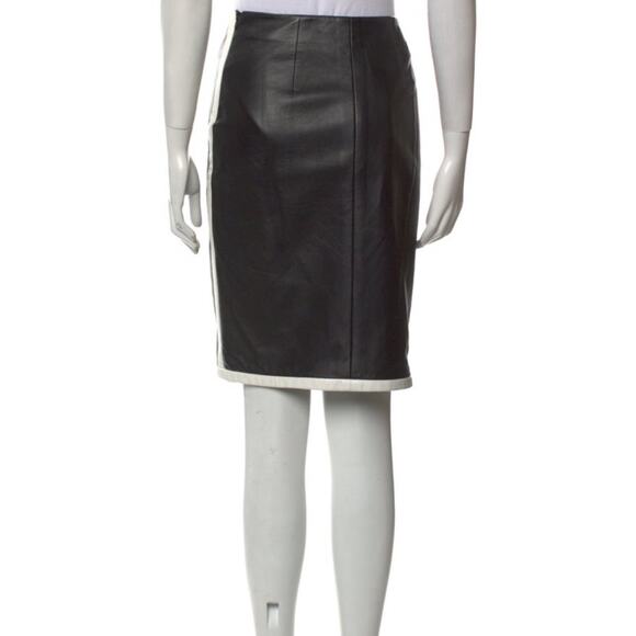 Ralph Lauren Lambskin Skirt - Purple Label - Cream and Black - Size Large - Sz 6 - Picture 12 of 14